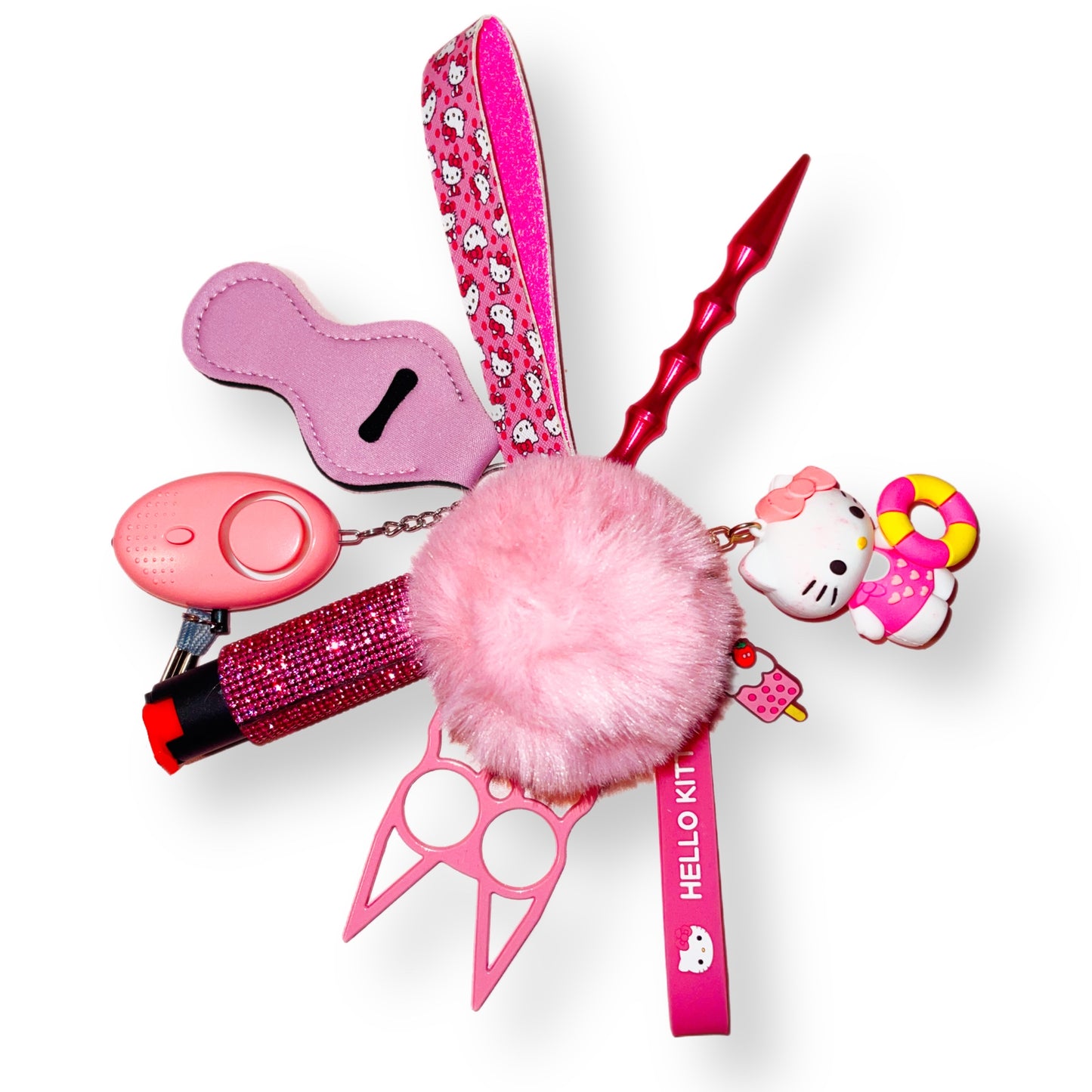 pink kitty self defense keychain
