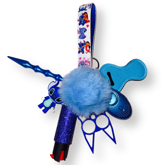 blue stitch self defense keychain